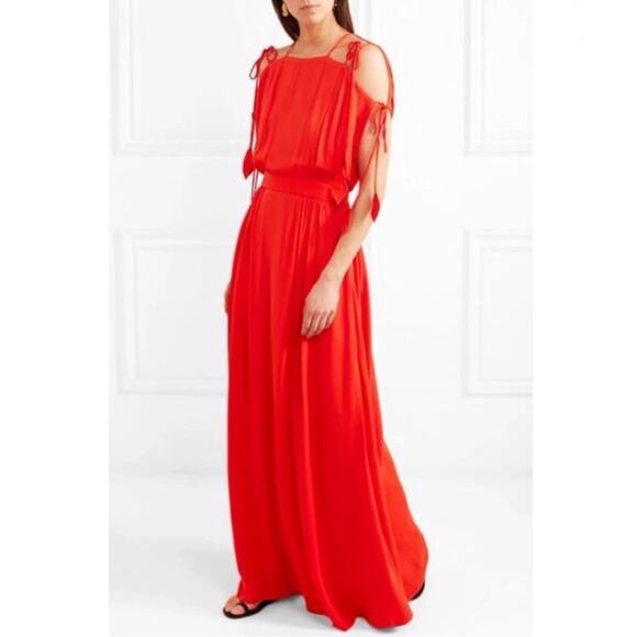Tory Burch Evaline Chiffon Maxi Dress In Red - Picture 1 of 7